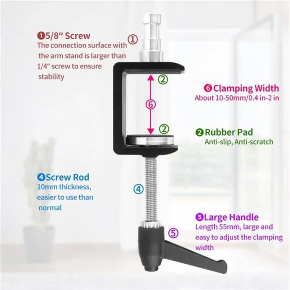 Overhead Camera Mount Arm Stand, Flexible Magic Arm, Desk Mount Light Stand